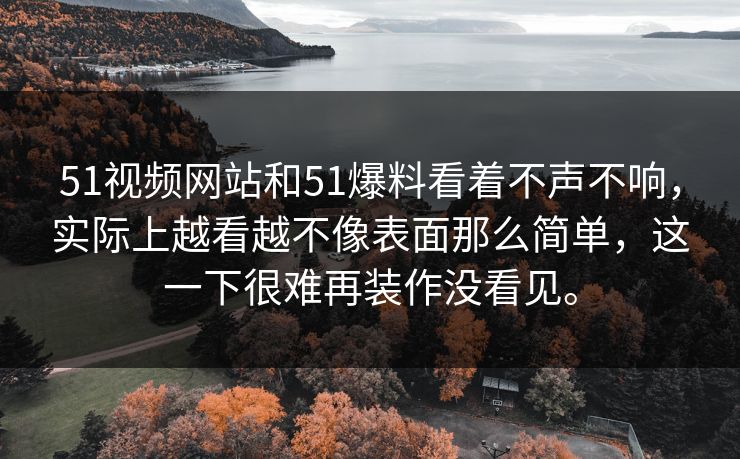 51视频网站和51爆料看着不声不响，实际上越看越不像表面那么简单，这一下很难再装作没看见。  第1张