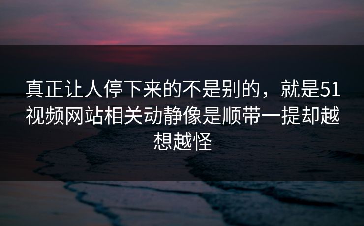 真正让人停下来的不是别的，就是51视频网站相关动静像是顺带一提却越想越怪  第1张
