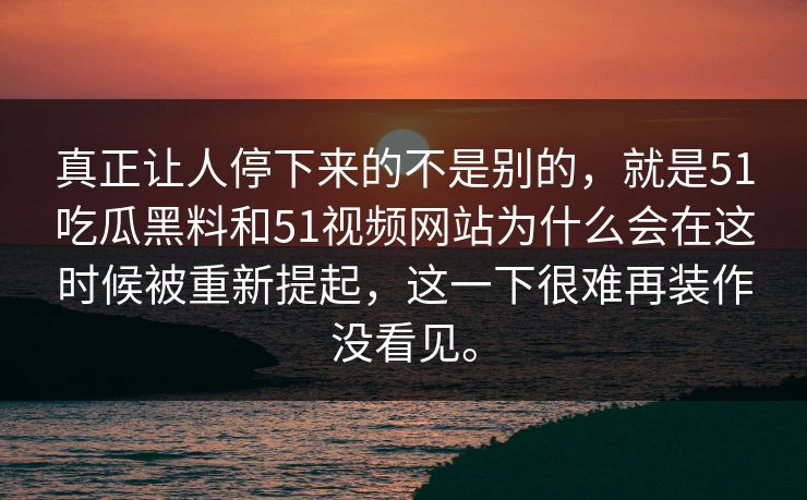真正让人停下来的不是别的，就是51吃瓜黑料和51视频网站为什么会在这时候被重新提起，这一下很难再装作没看见。  第1张