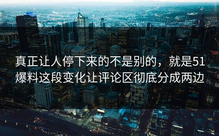 真正让人停下来的不是别的，就是51爆料这段变化让评论区彻底分成两边  第1张