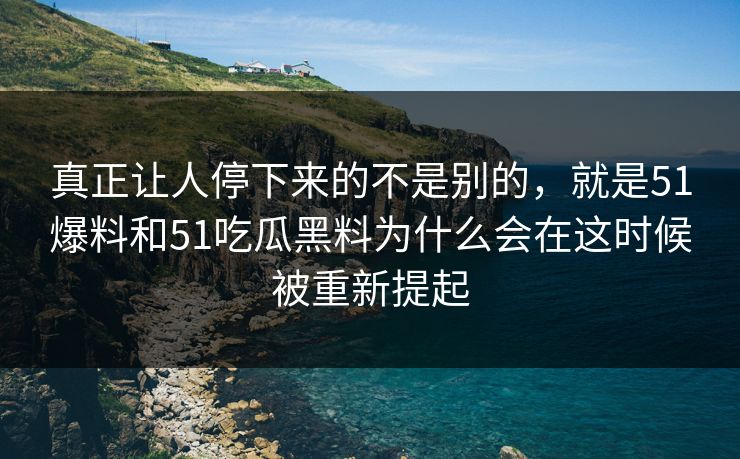 真正让人停下来的不是别的，就是51爆料和51吃瓜黑料为什么会在这时候被重新提起  第1张