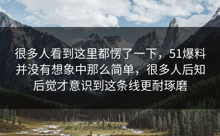 很多人看到这里都愣了一下，51爆料并没有想象中那么简单，很多人后知后觉才意识到这条线更耐琢磨  第1张